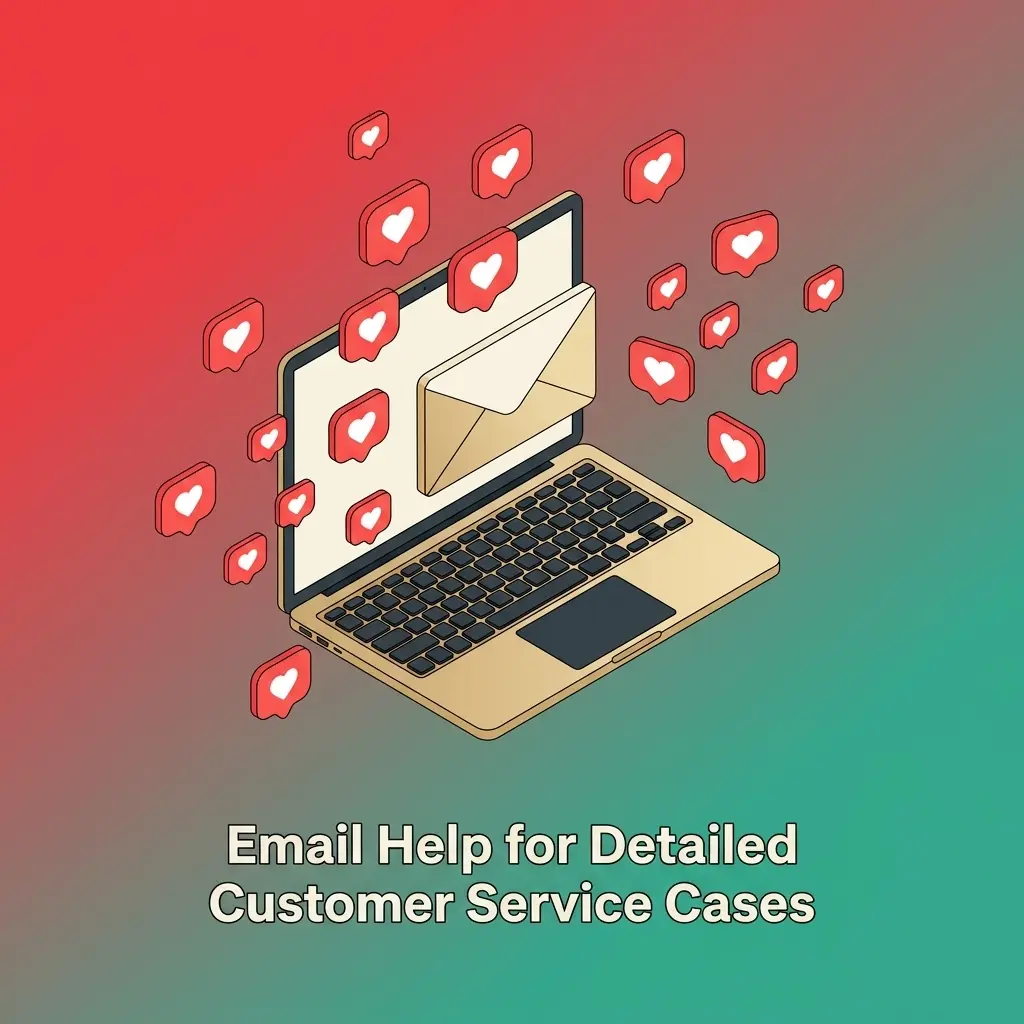 Email support guide for detailed customer service cases with documents, screenshots and account issue details