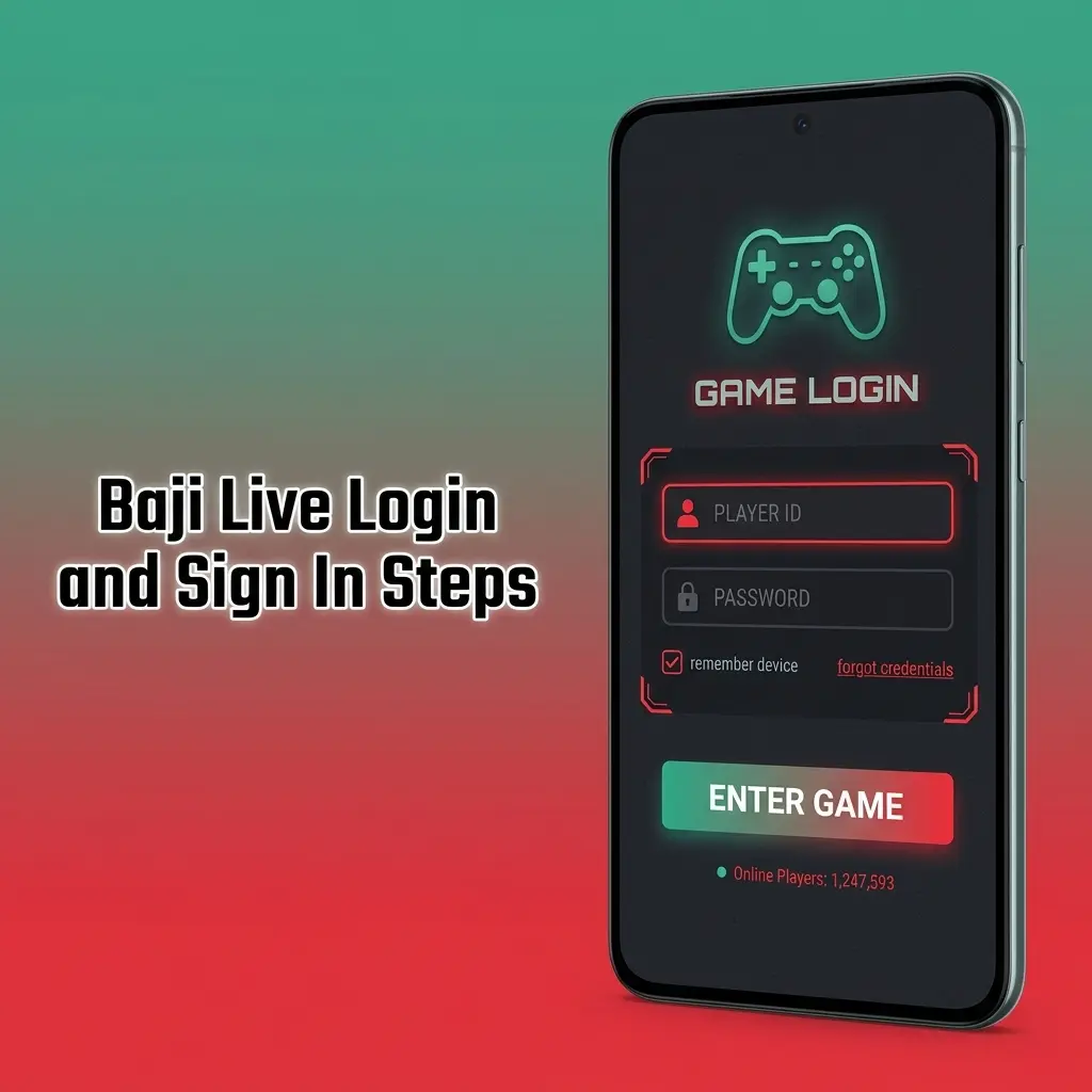 Baji Live login steps for mobile, email, social access, OTP verification, balance, bets and cashier