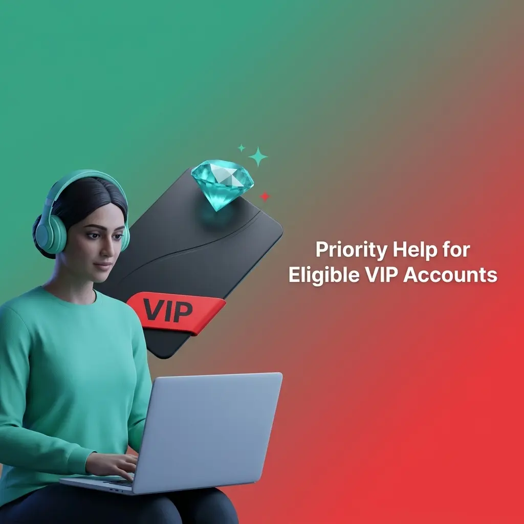 VIP account dashboard showing priority support chat and secure contact options for eligible users