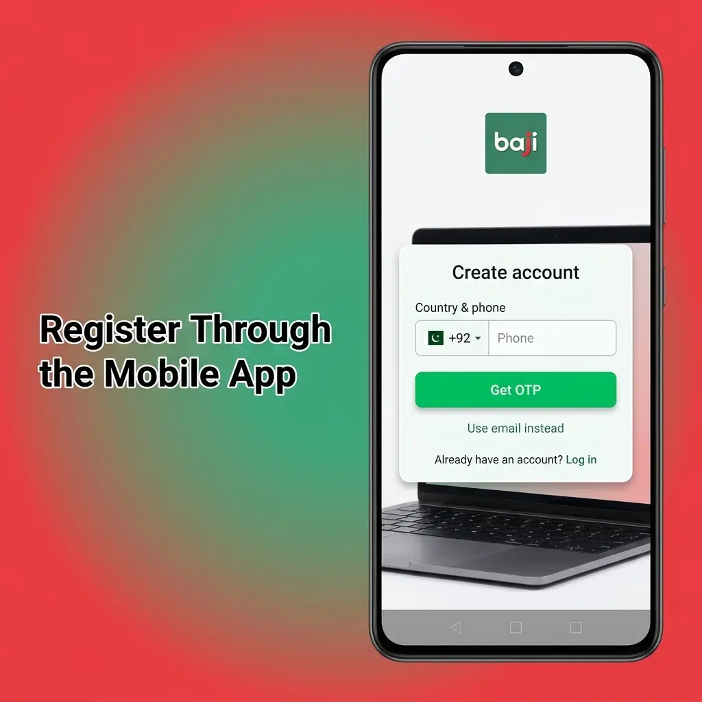 Mobile app registration steps for Pakistan users, from sign up and verification to cashier deposits