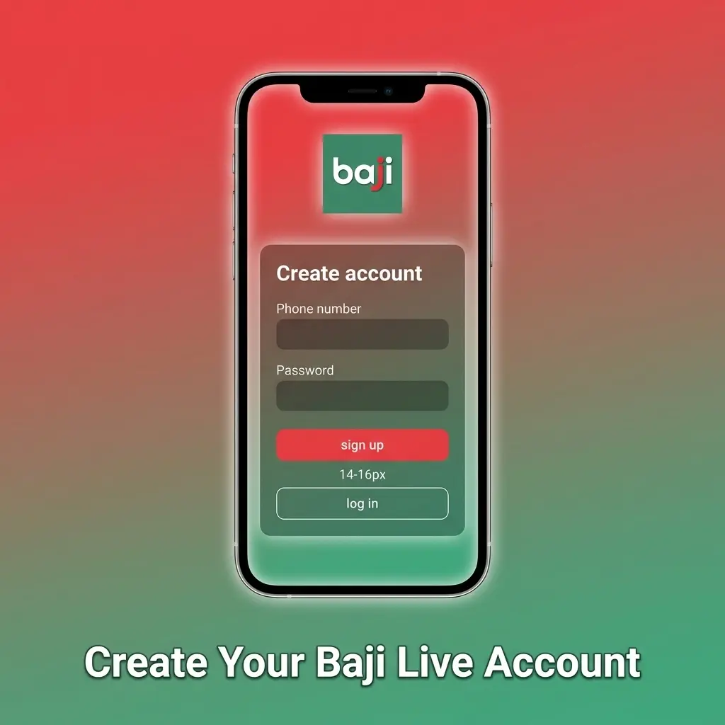 Baji Live account registration form with signup, OTP verification and cashier deposit options