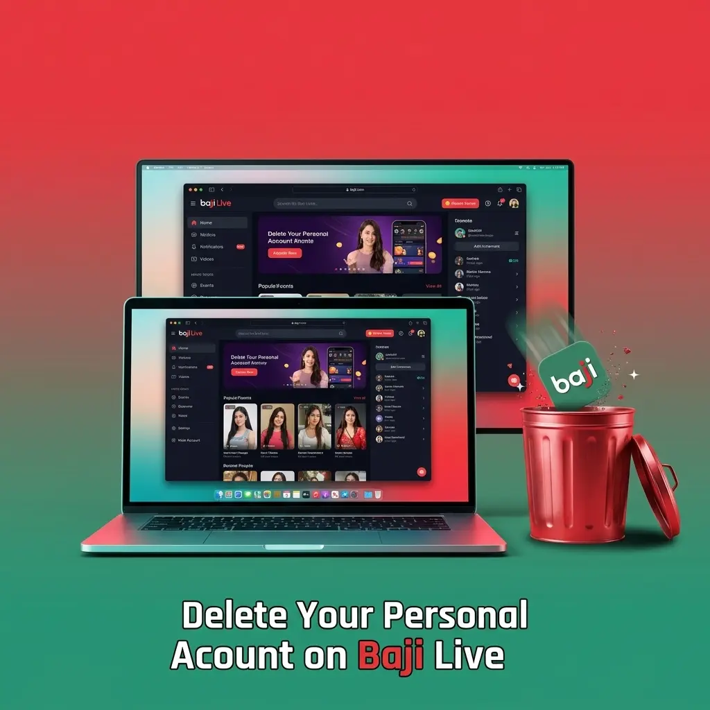 Baji Live account closure steps, including signing in, settling bets, withdrawing balance, and confirming request